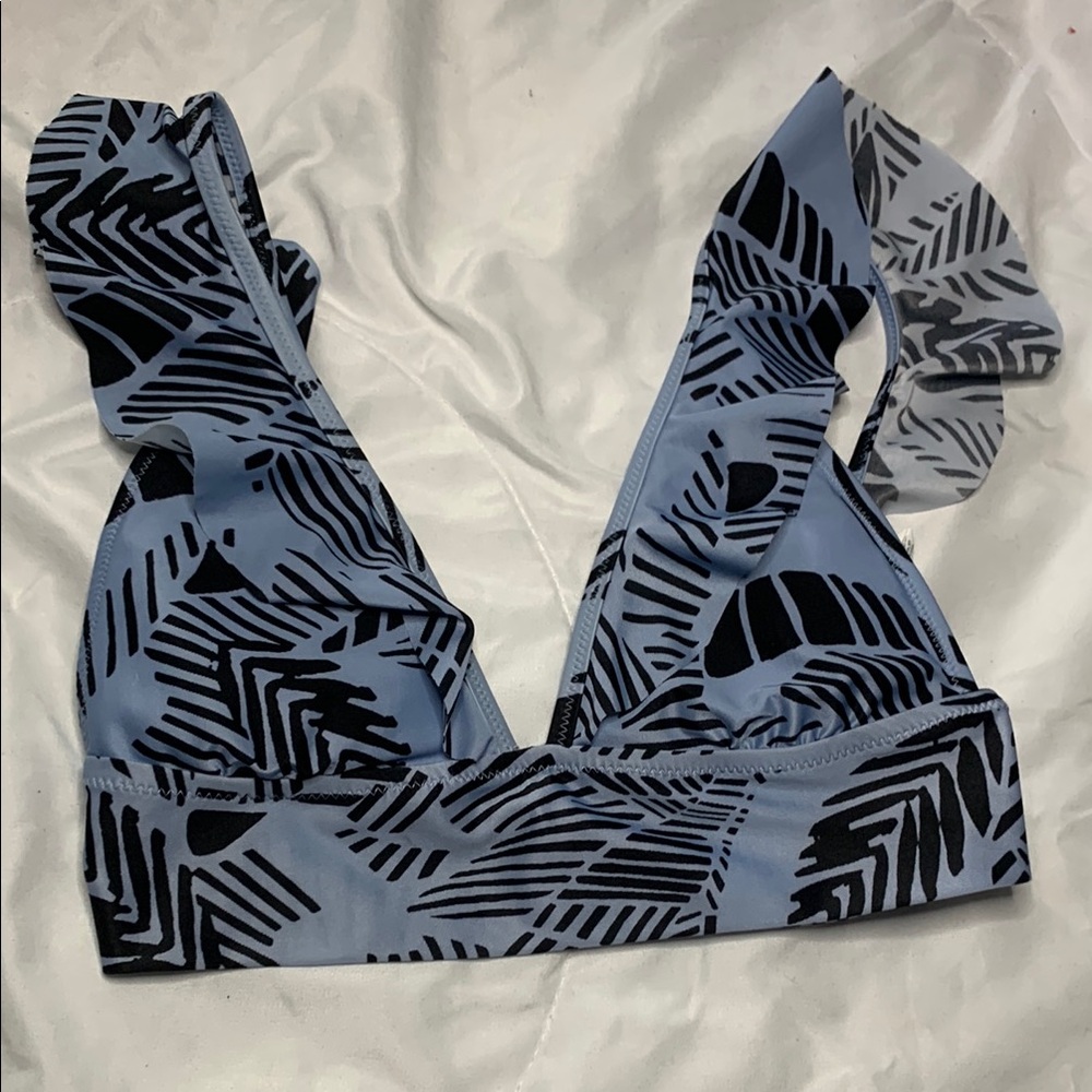 Aerie Blue and Black Bikini Top